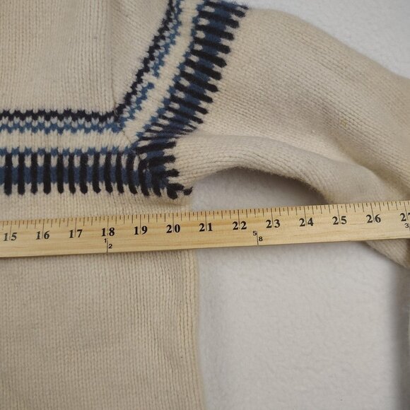 VTG American Eagle Lambswool Sweater Mens M/L/XL Cream Fair Isle Crewneck - Picture 8 of 8